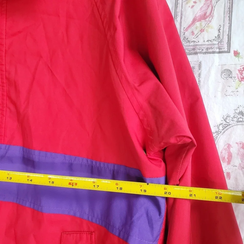 Vintage Eddie Bauer Anorak Windbreaker Jacket Red Purple 1/4 Zip Men's S